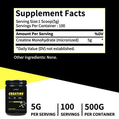 مکمل رژیم غذایی OEM کراتین مونوهیدرات 500 گرم پودر کراتین مونوهیدرات آب پنیر